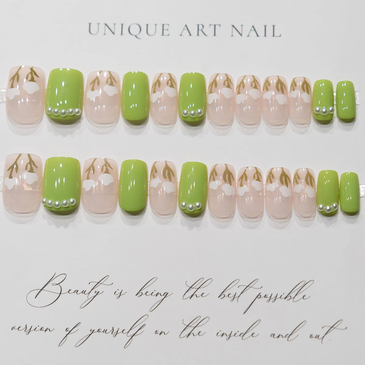 Press-On Nails Acrylic Floral Design Easy Apply