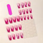 Press-On Nails Acrylic Floral French Tip