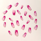Press-On Nails Acrylic Floral French Tip