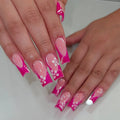 Press-On Nails Acrylic Floral French Tip