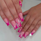 Press-On Nails Acrylic Floral French Tip