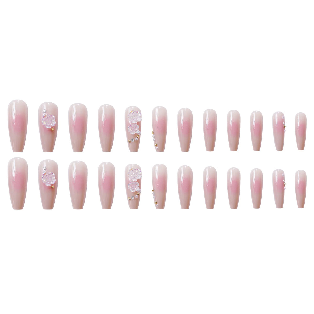 Press-On Nails Acrylic Floral Glue-On & Reusable