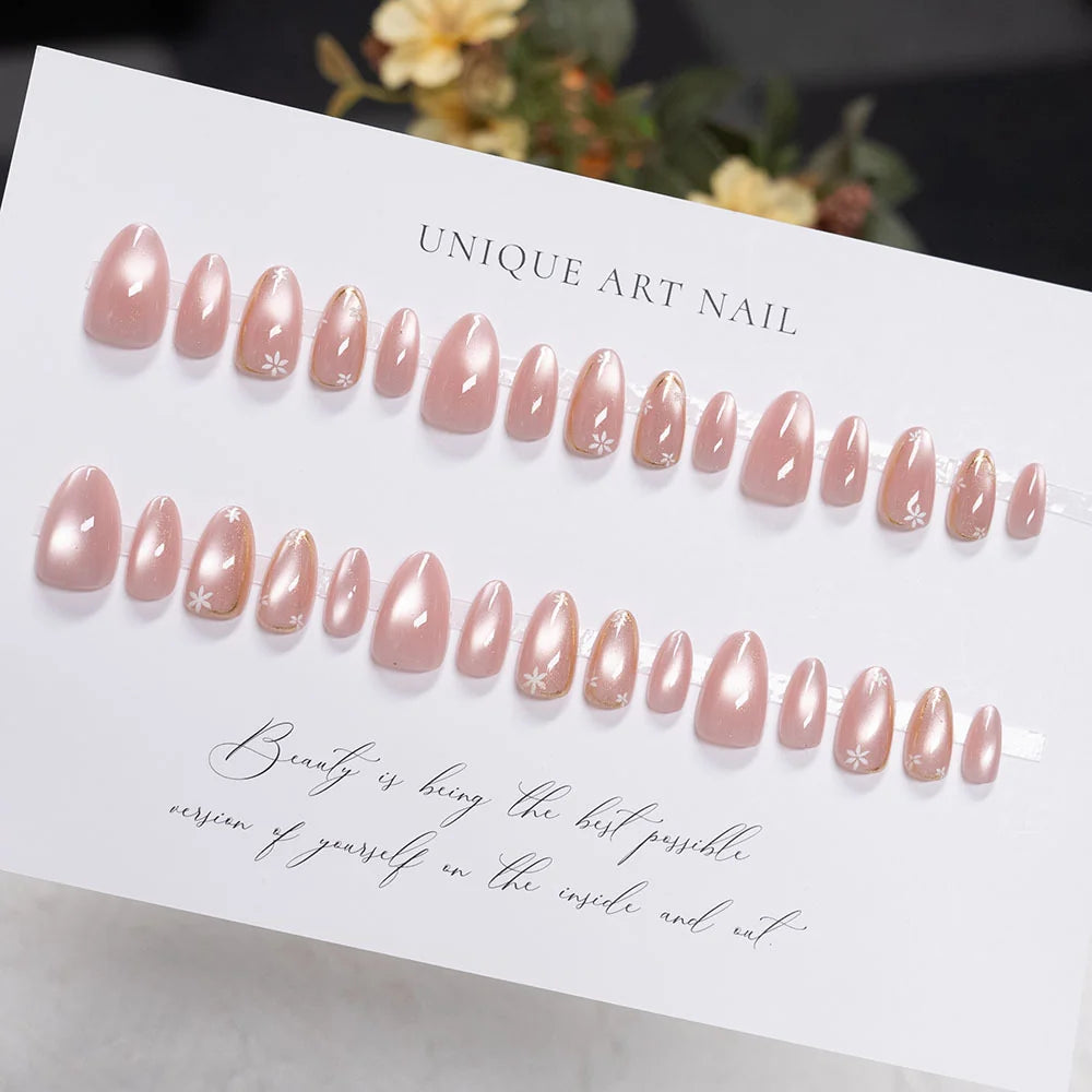 Press-On Nails Acrylic Floral Reusable