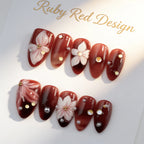 Press-On Nails Acrylic Floral Reusable & Easy Application