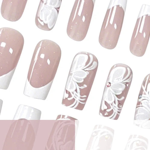 Press-On Nails Acrylic Floral Set of 24