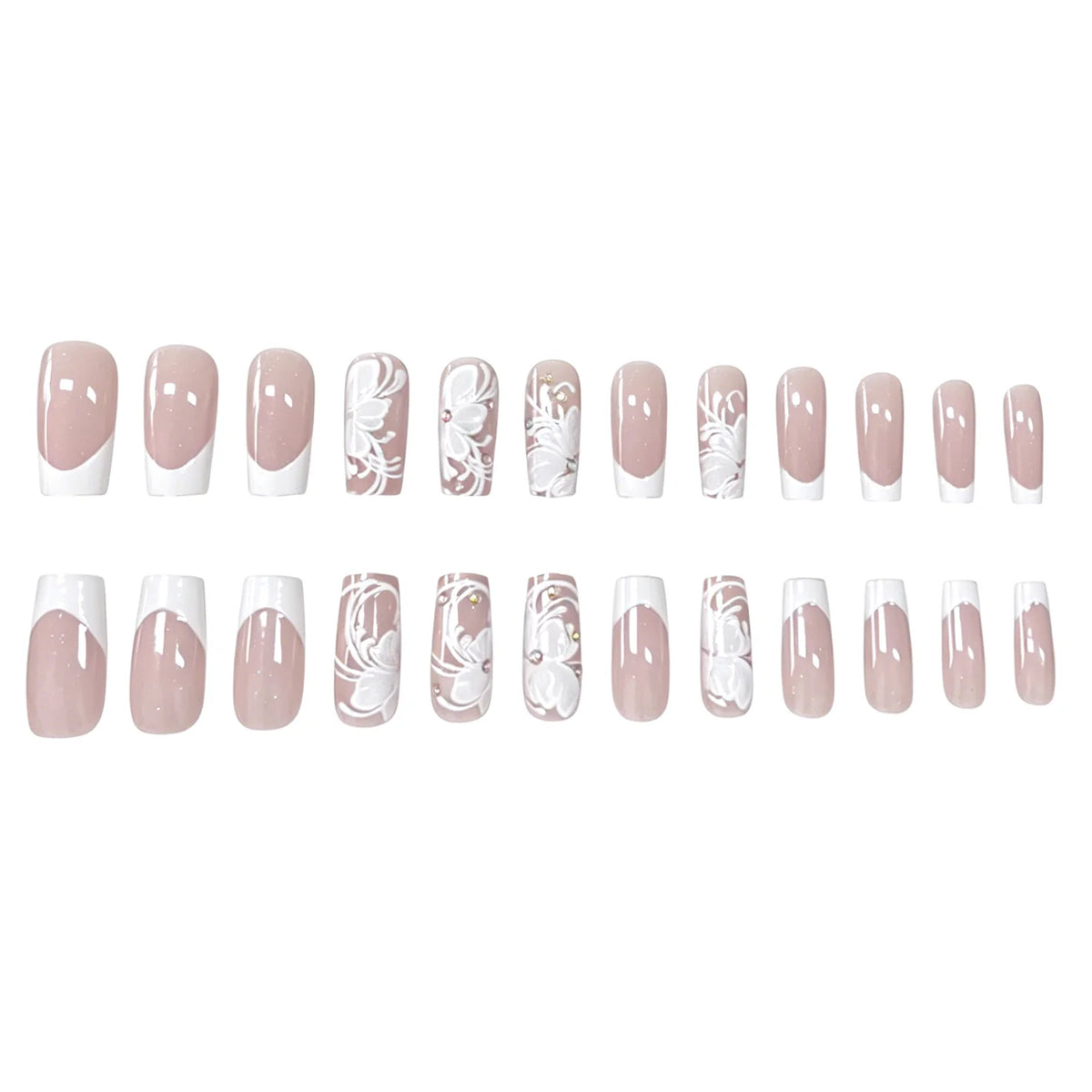 Press-On Nails Acrylic Floral Set of 24