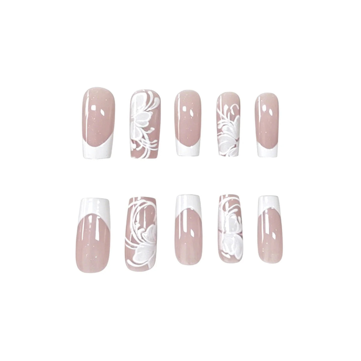 Press-On Nails Acrylic Floral Set of 24