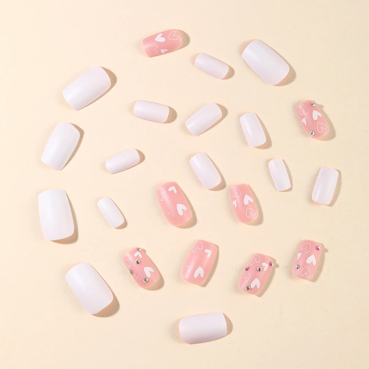 Press-On Nails Acrylic Heart-Accent Long-Lasting