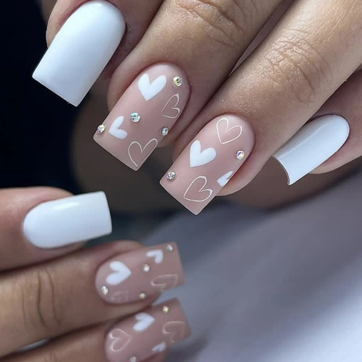 Press-On Nails Acrylic Heart-Accent Long-Lasting