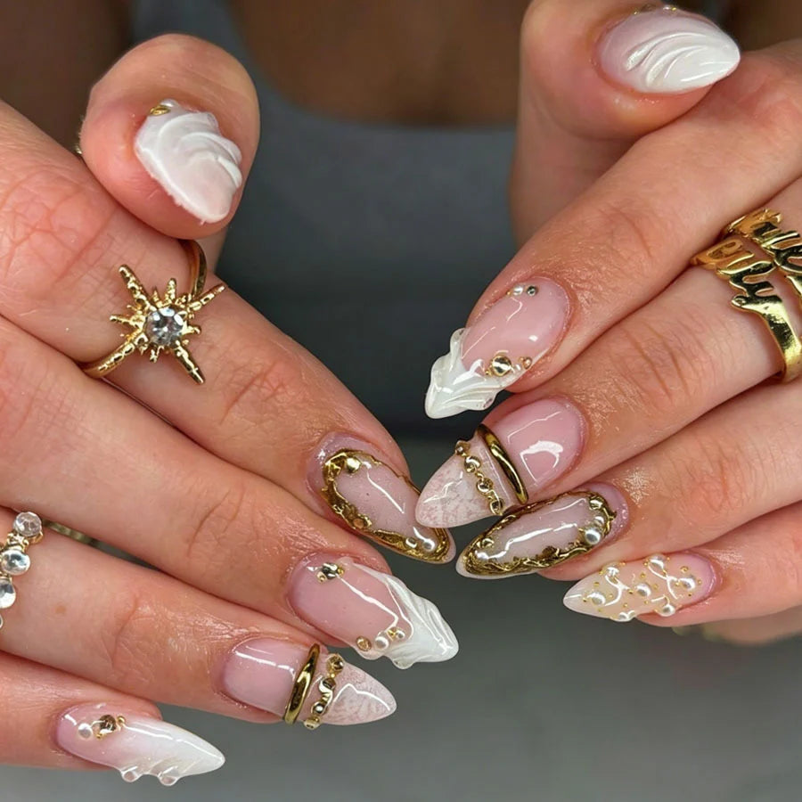 Press-On Nails Acrylic Intricate Designs Reusable