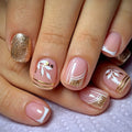 Press-On Nails Acrylic Leaf Design Gold Accents