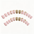 Press-On Nails Acrylic Leaf Design Gold Accents
