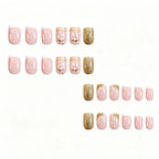 Press-On Nails Acrylic Leaf Design Gold Accents