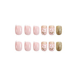 Press-On Nails Acrylic Leaf Design Gold Accents