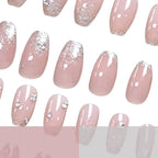 Press-On Nails Acrylic Marble Design Rhinestone Set of 24