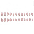 Press-On Nails Acrylic Marble Design Rhinestone Set of 24