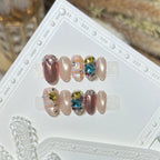 Press-On Nails Acrylic Oval Jewel Accents Reusable