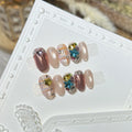 Press-On Nails Acrylic Oval Jewel Accents Reusable