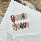 Press-On Nails Acrylic Oval Jewel Accents Reusable