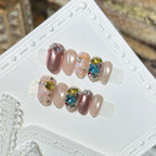 Press-On Nails Acrylic Oval Jewel Accents Reusable