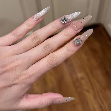 Press-On Nails Acrylic Rhinestone Easy-Apply