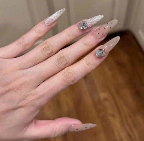 Press-On Nails Acrylic Rhinestone Easy-Apply