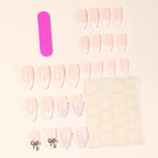 Press-On Nails Acrylic Stiletto Pearl Accents & Glossy Finish