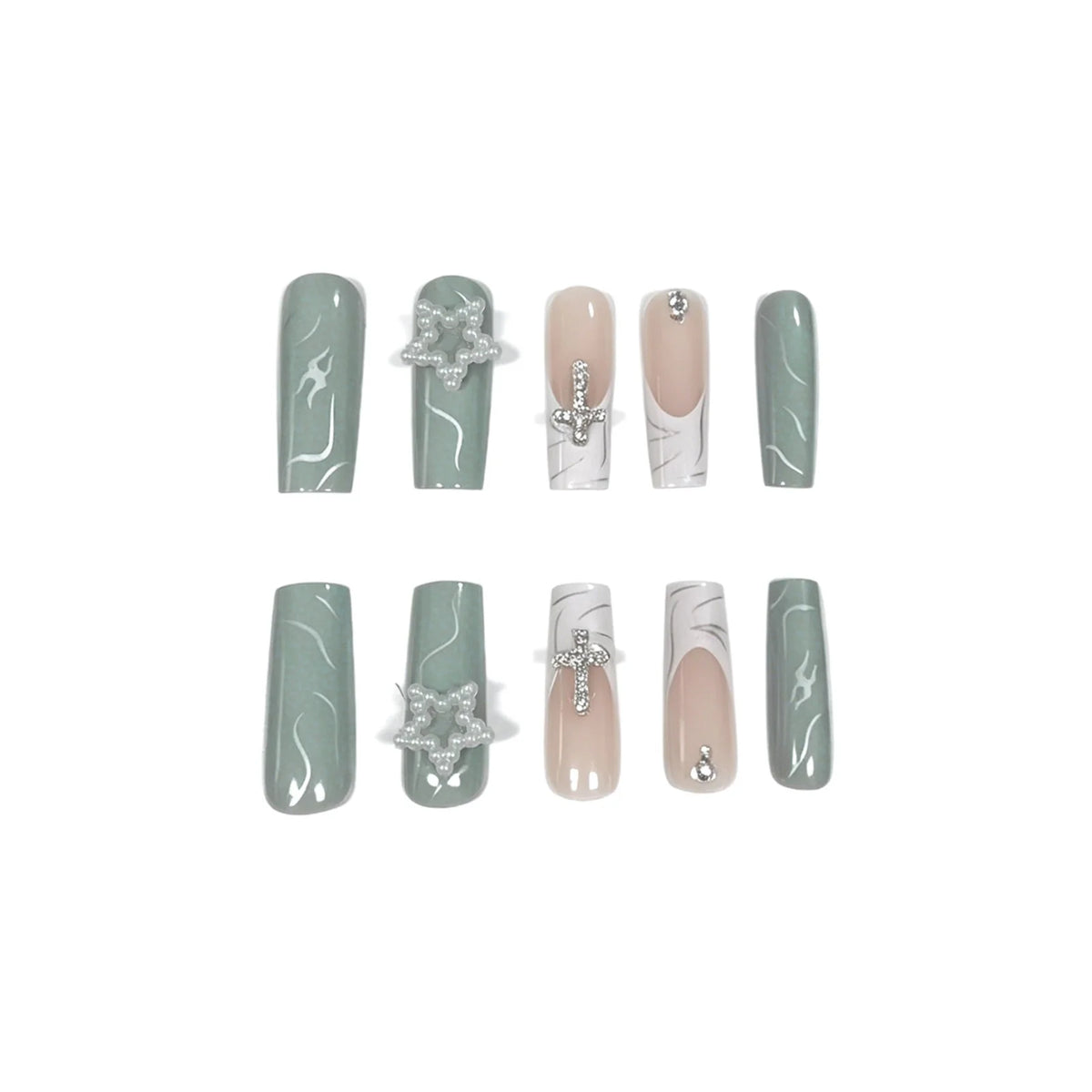 Press-On Nails Adhesive-Backed Acrylic Marble Gems Set of 24