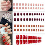 Press-On Nails Adhesive Tabs All-Day Wear Red