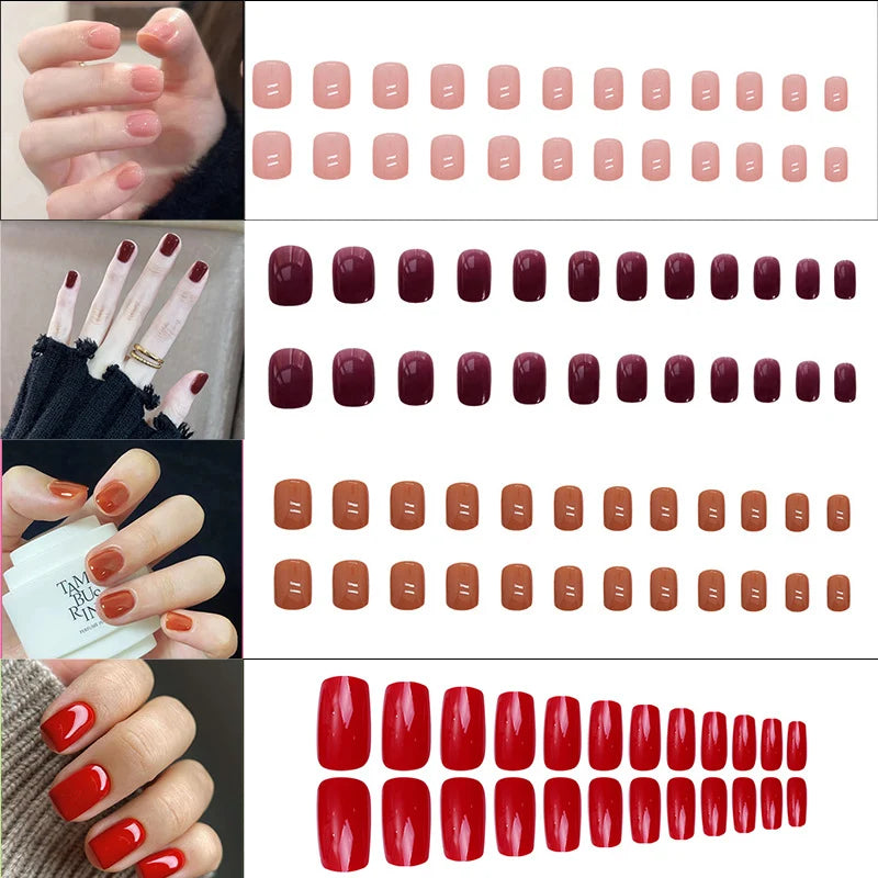 Press-On Nails Adhesive Tabs All-Day Wear Red