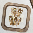 Press-On Nails Almond Gems & Gold Adhesive Backing
