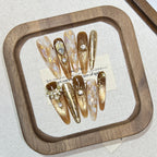 Press-On Nails Almond Gems & Gold Adhesive Backing