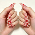 Press-On Nails Almond Glossy Red Lip Set of 24