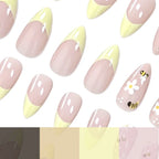 Press-On Nails Almond Shape Floral Bee Set of 24