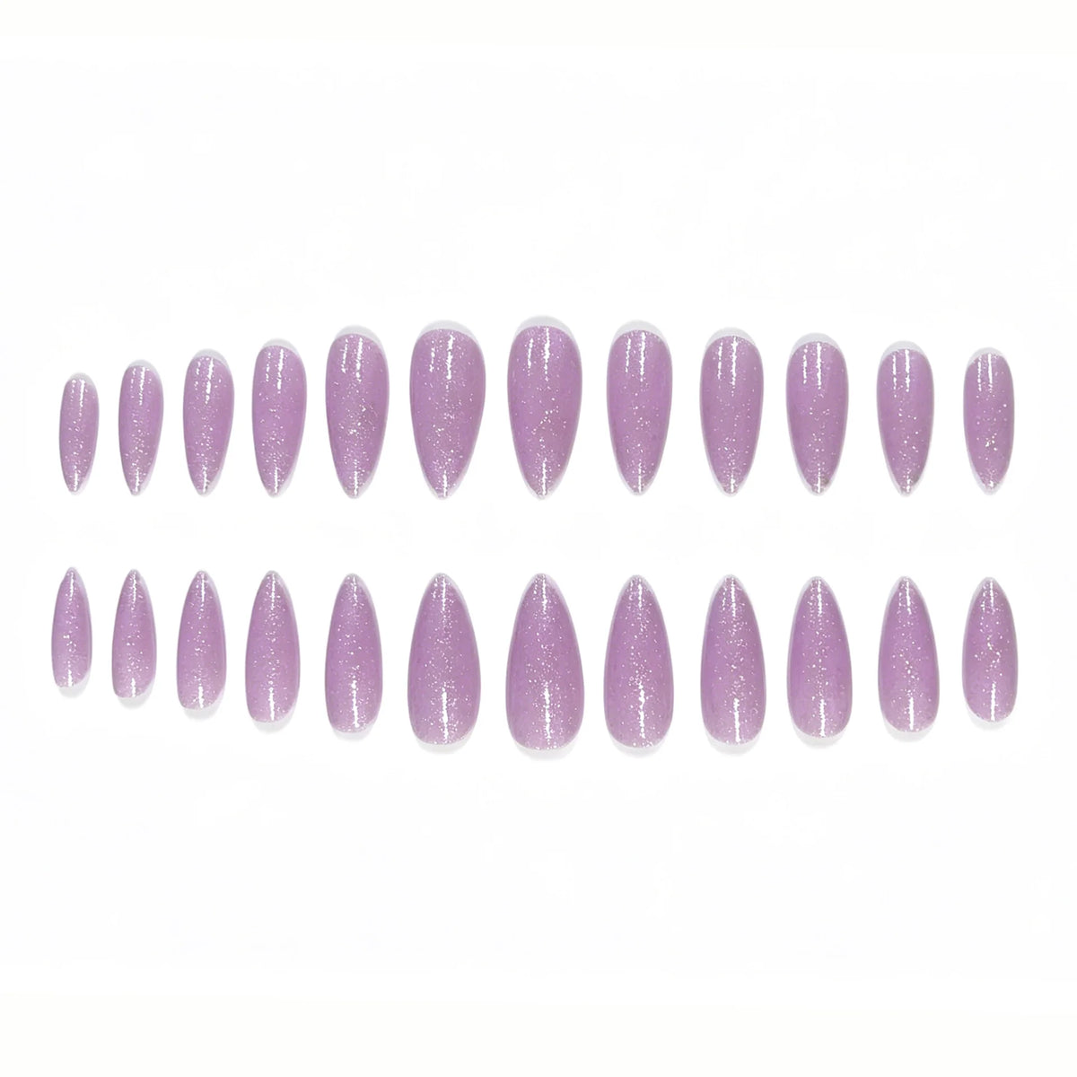 Press-On Nails Almond Shape Glitter Set of 24