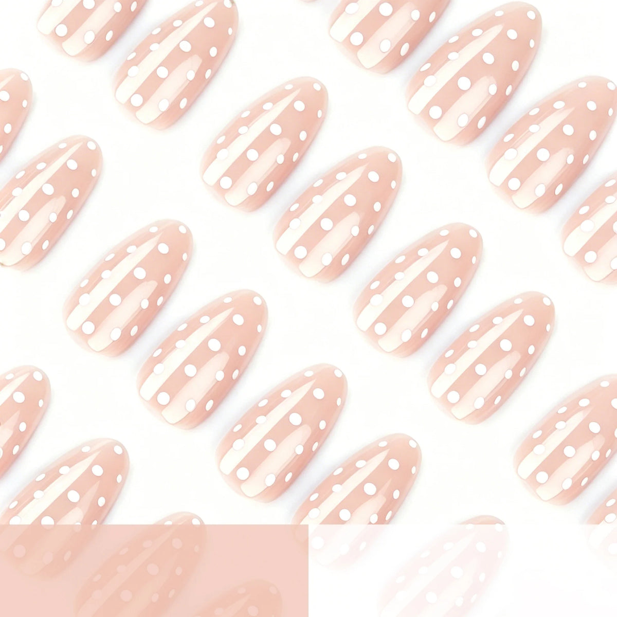 Press-On Nails Almond Shape Pink Polka Dot 24-Pack