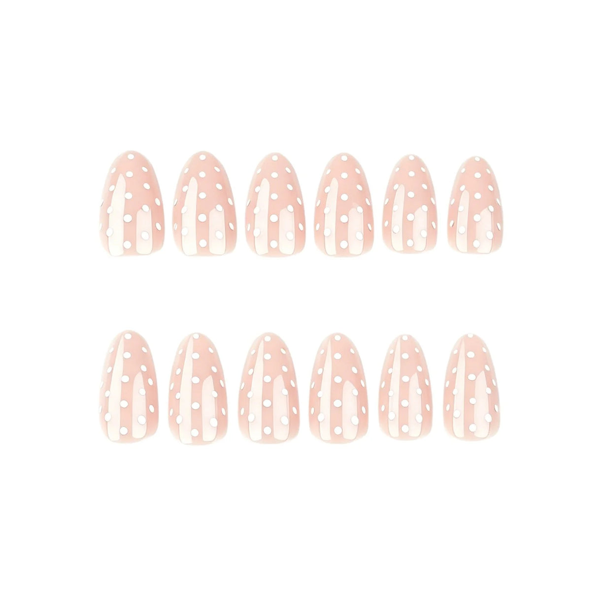 Press-On Nails Almond Shape Pink Polka Dot 24-Pack