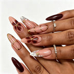 Press-On Nails Almond-Shaped Gel Finish & Floral Accents