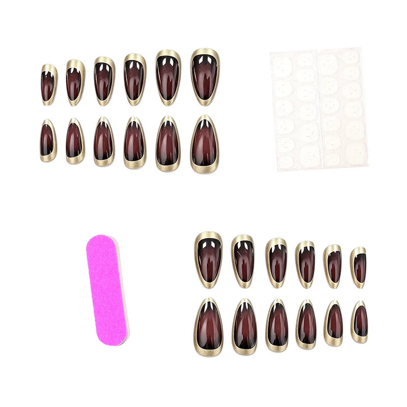 Press-On Nails Almond-Shaped Glossy Set of 24