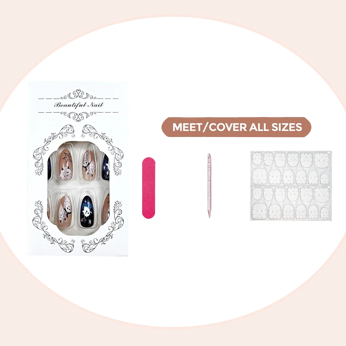 Press-On Nails Artful Patterned Peel-And-Stick Kit