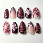 Press-On Nails Artisan Floral Reusable Includes Application Kit
