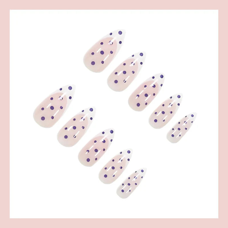 Press-On Nails Artistic Dot Design & Adhesive Strips