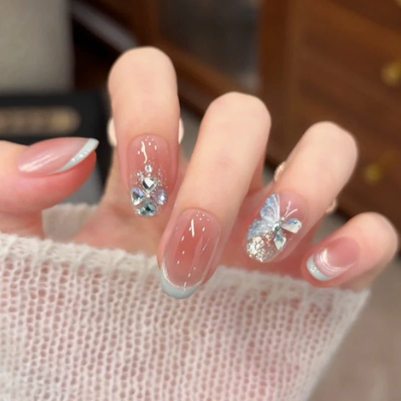 Press-On Nails Artistic Embellished Long-Lasting Wear