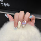 Press-On Nails Artistic Floral Adhesive & Reusable