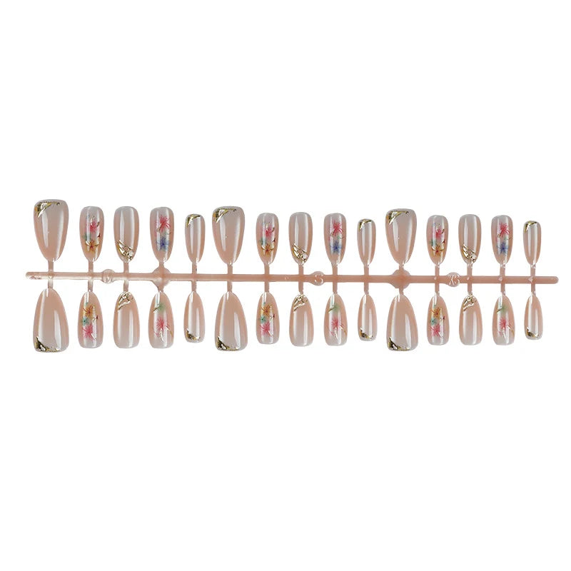 Press-On Nails Artistic Floral Easy Application