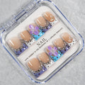 Press-On Nails Artistic Floral French Reusable