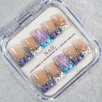 Press-On Nails Artistic Floral French Reusable