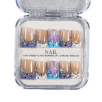Press-On Nails Artistic Floral French Reusable