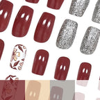 Press-On Nails Artistic Floral Glossy Set of 24