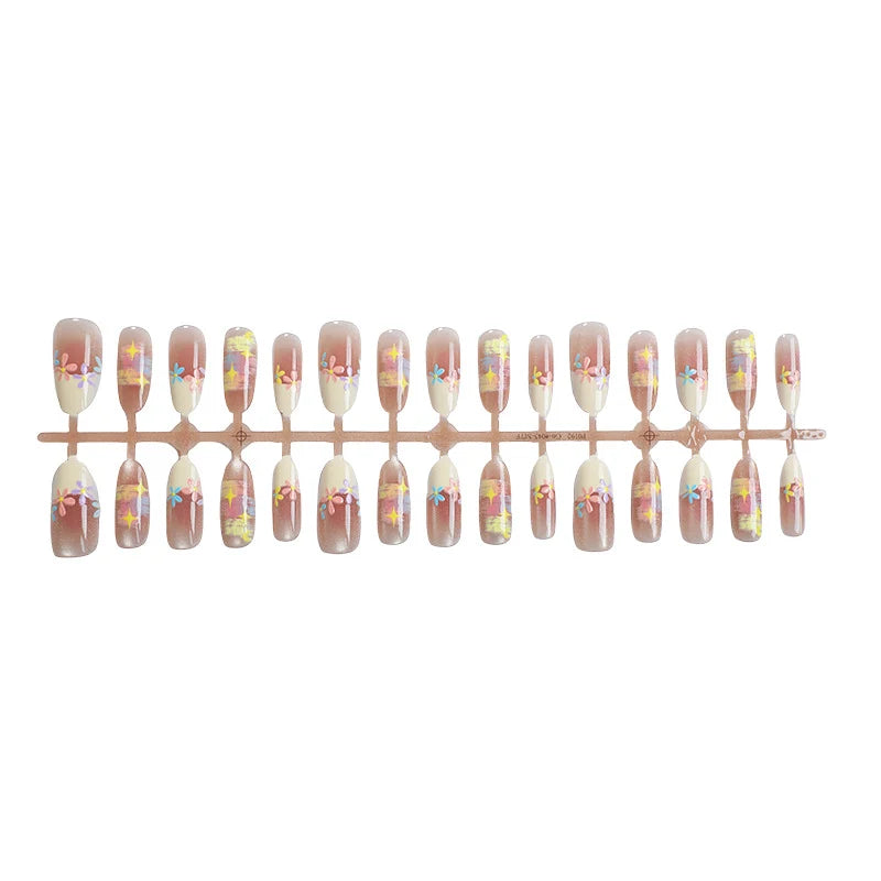 Press-On Nails Artistic Floral Peel-And-Press & Reusable